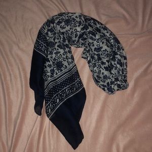 Navy & White Floral Scarf
